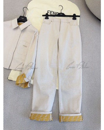 beige Roll-up pants