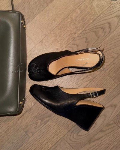 MM6 wedge strap sandal heels