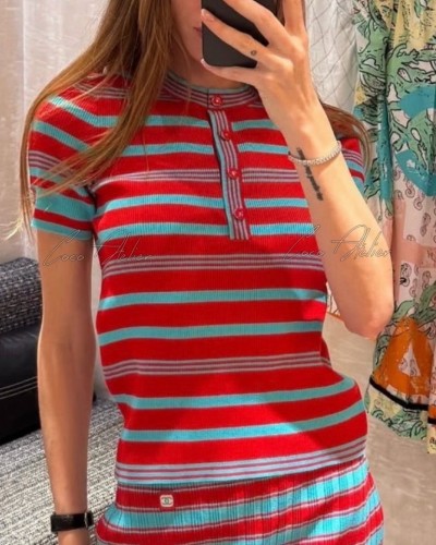 Red striped knitwear