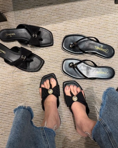 CC ribbon flip-flop sandals(+2color)
