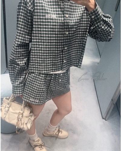 Miu checkered skirt