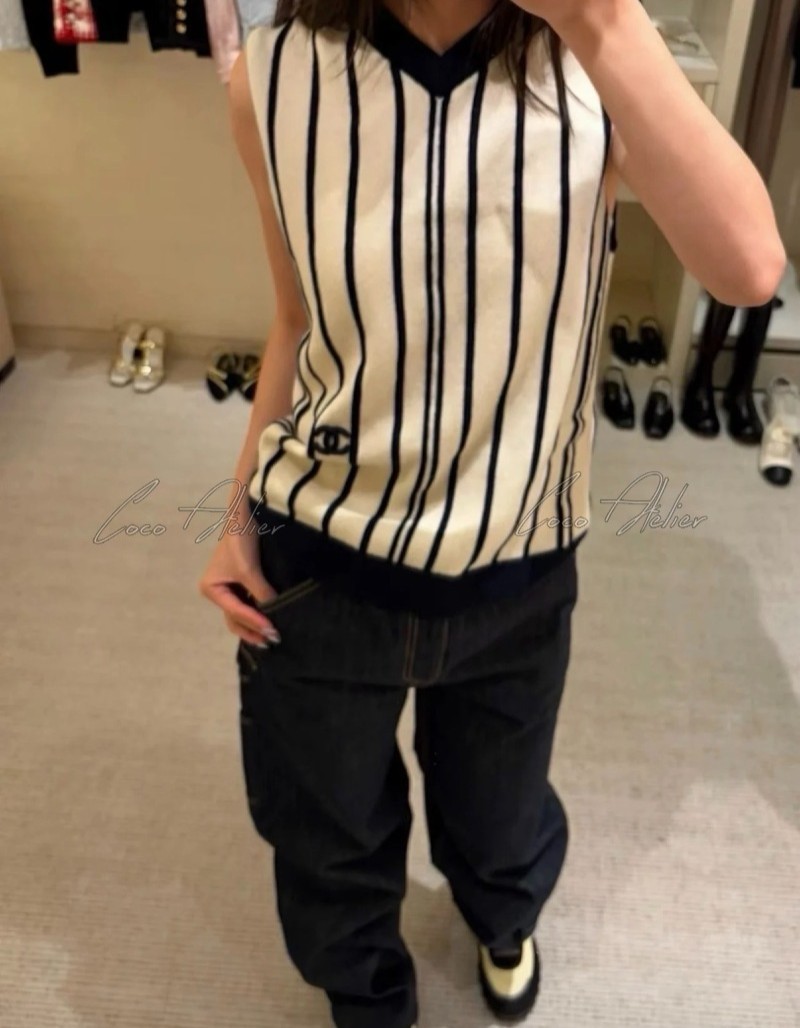 CC striped knit sleeveless