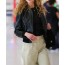 CC fur trim leather Jacket