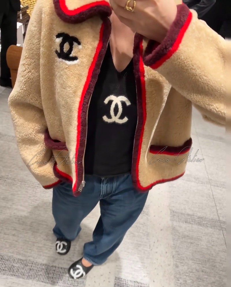 CC shearling fur jacket