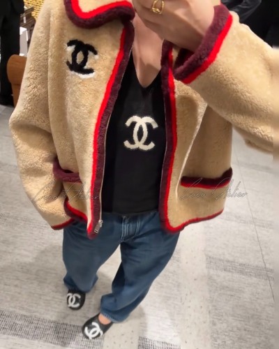 CC shearling fur jacket